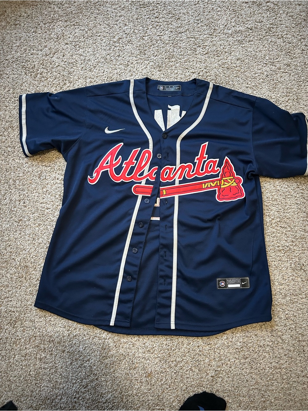 Nike Atlanta Braves Ronald Acuna Jr. Jersey Size XL Navy Alternate